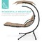 Best Choice Products Hanging Curved Chaise Lounge Chair Swing for Backyard, Patio w/ Pillow, Shade, Stand